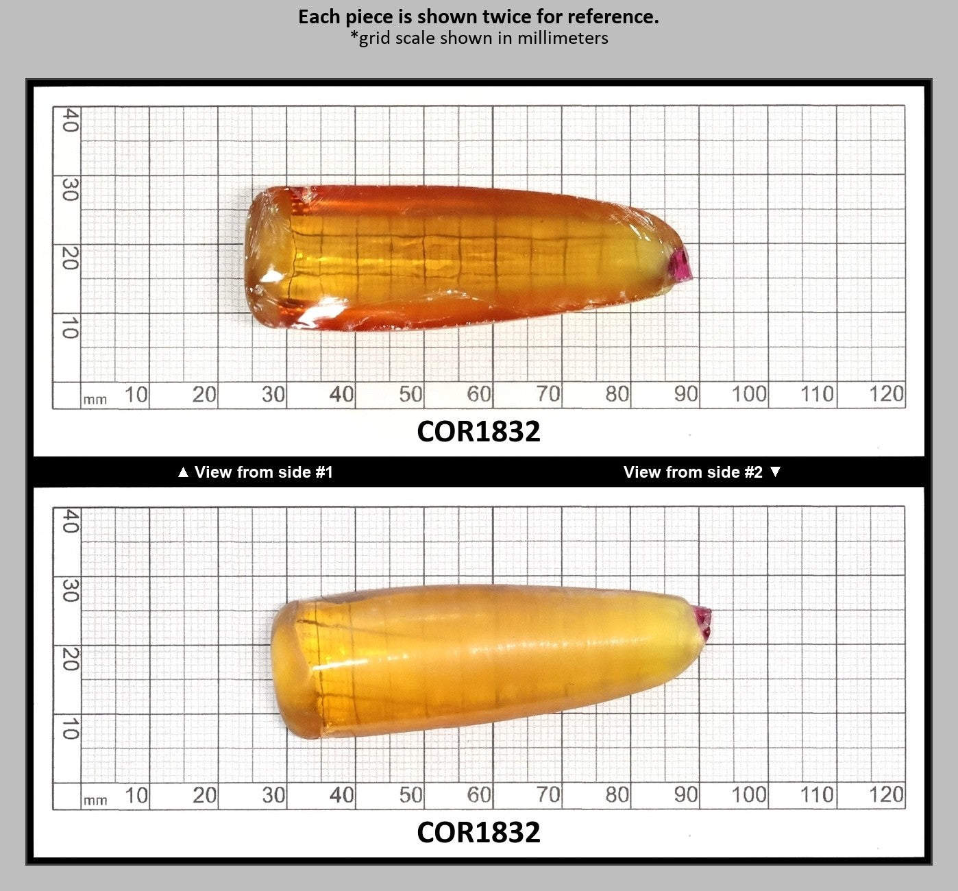 Yellow #21 Lab Created Corundum Sapphire Faceting Rough for Gem Cutting - Various Sizes - Split Boule : COR1832