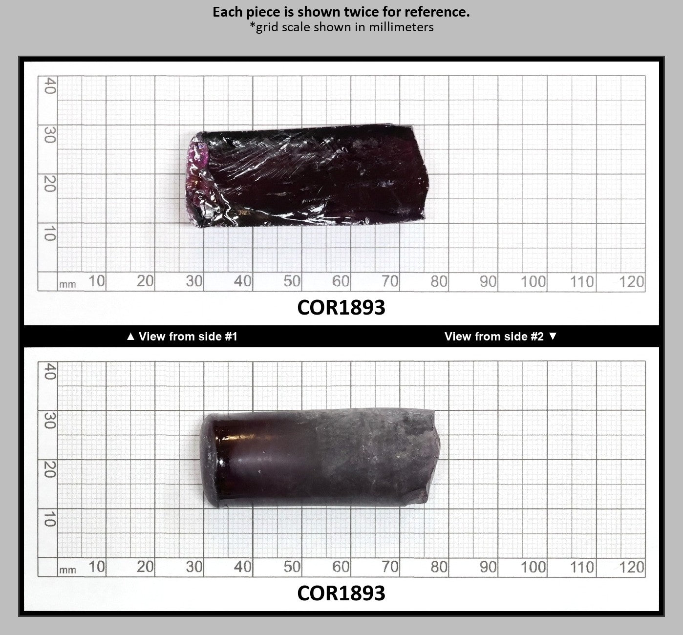 Dark Purple #66 Lab Created Corundum Sapphire Faceting Rough for Gem Cutting - Various Sizes - Split Boule : COR1893
