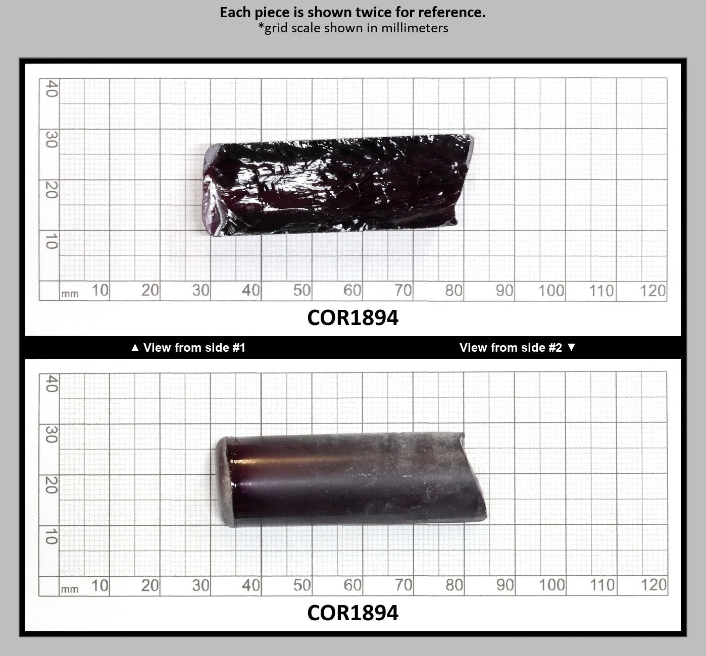 Dark Purple #66 Lab Created Corundum Sapphire Faceting Rough for Gem Cutting - Various Sizes - Split Boule : COR1894