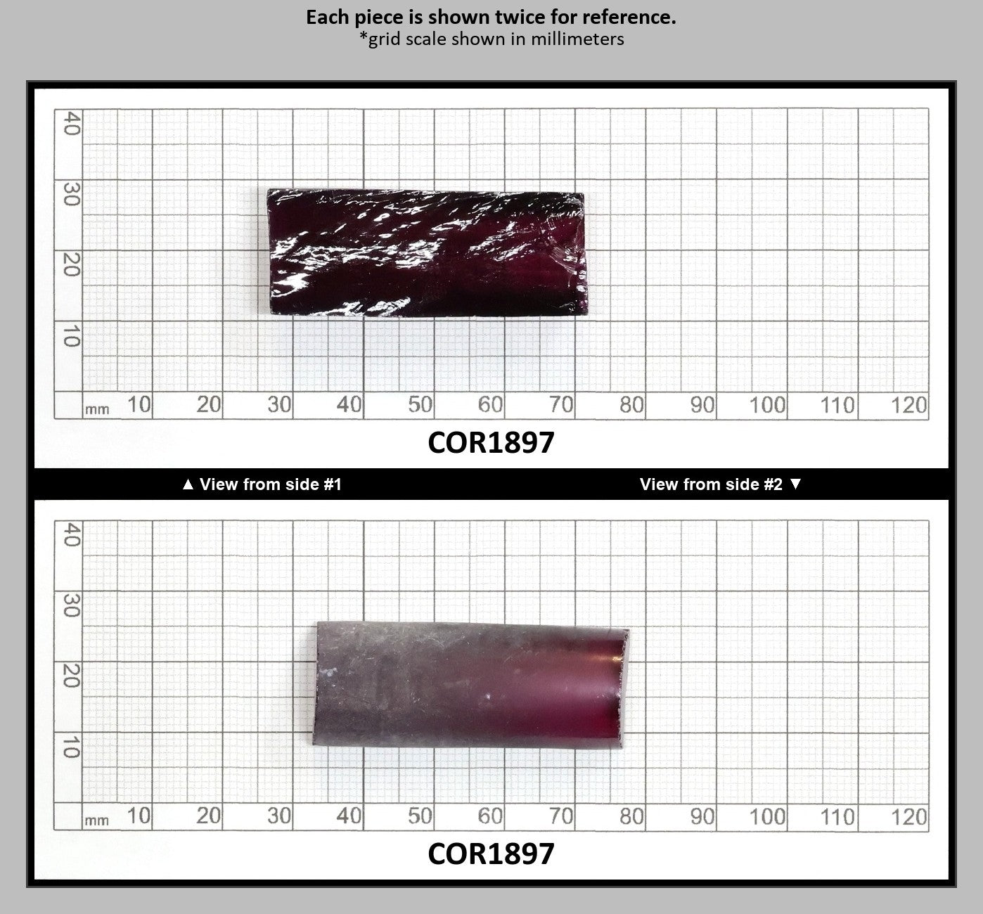 Dark Purple #66 Lab Created Corundum Sapphire Faceting Rough for Gem Cutting - Various Sizes - Split Boule : COR1897