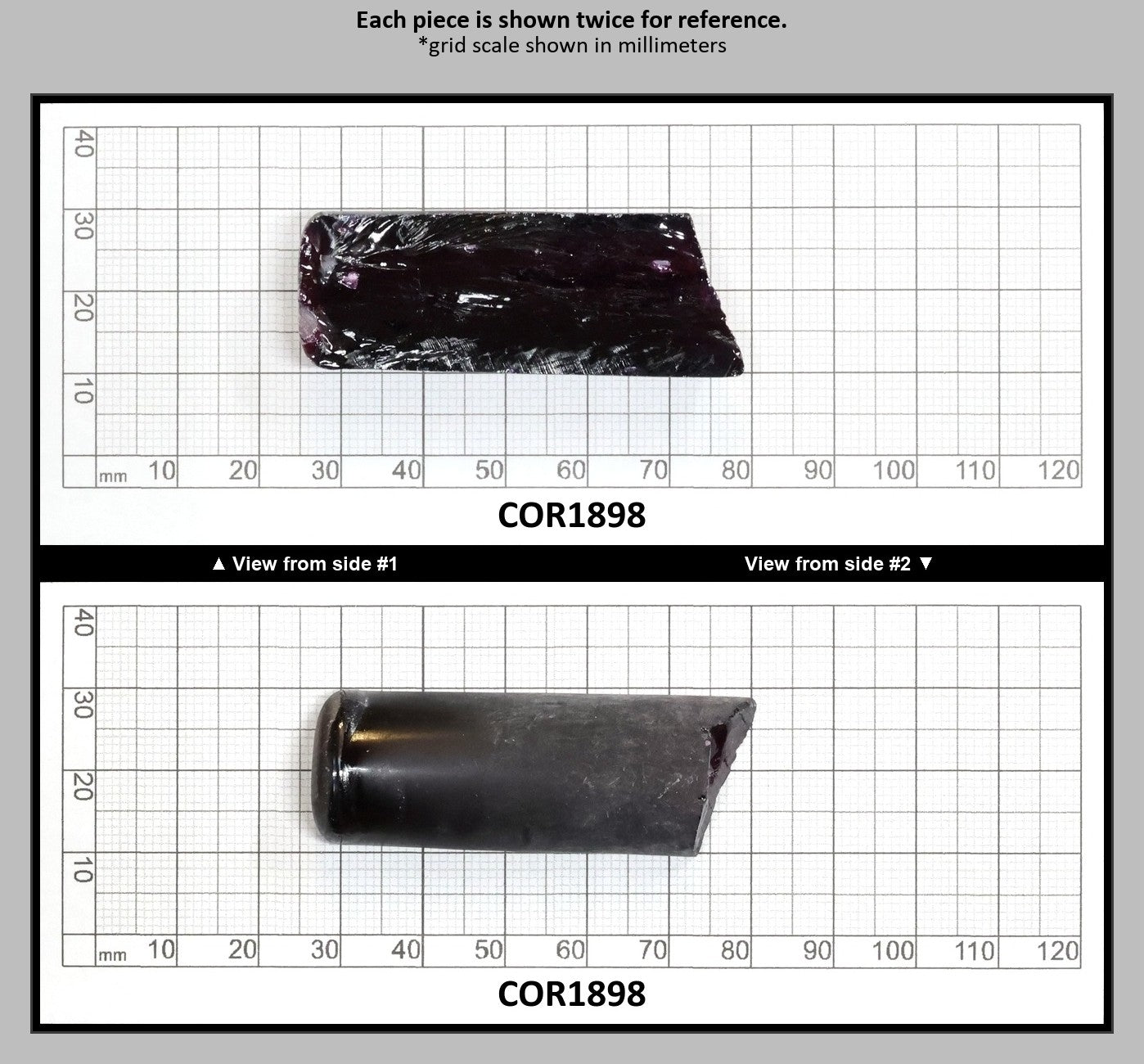 Dark Purple #66 Lab Created Corundum Sapphire Faceting Rough for Gem Cutting - Various Sizes - Split Boule : COR1898
