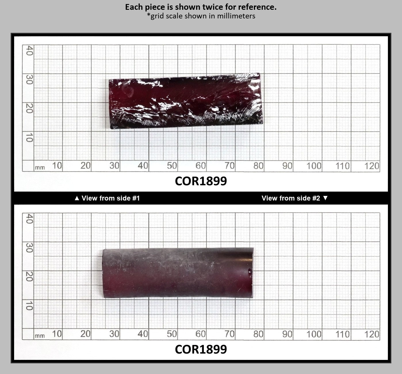 Dark Purple #66 Lab Created Corundum Sapphire Faceting Rough for Gem Cutting - Various Sizes - Split Boule : COR1899
