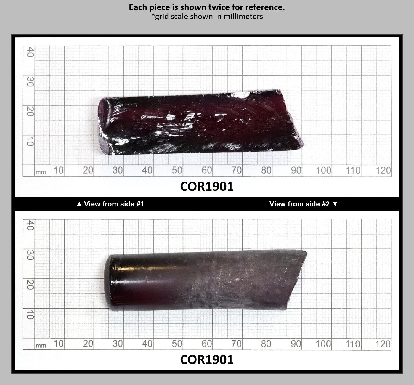 Dark Purple #66 Lab Created Corundum Sapphire Faceting Rough for Gem Cutting - Various Sizes - Split Boule : COR1901