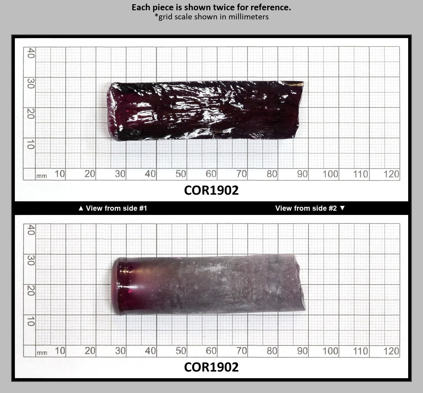 Dark Purple #66 Lab Created Corundum Sapphire Faceting Rough for Gem Cutting - Various Sizes - Split Boule : COR1902