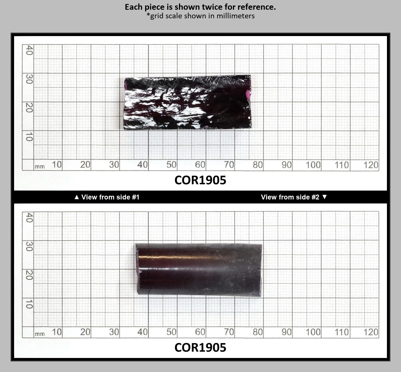 Dark Purple #66 Lab Created Corundum Sapphire Faceting Rough for Gem Cutting - Various Sizes - Split Boule : COR1905