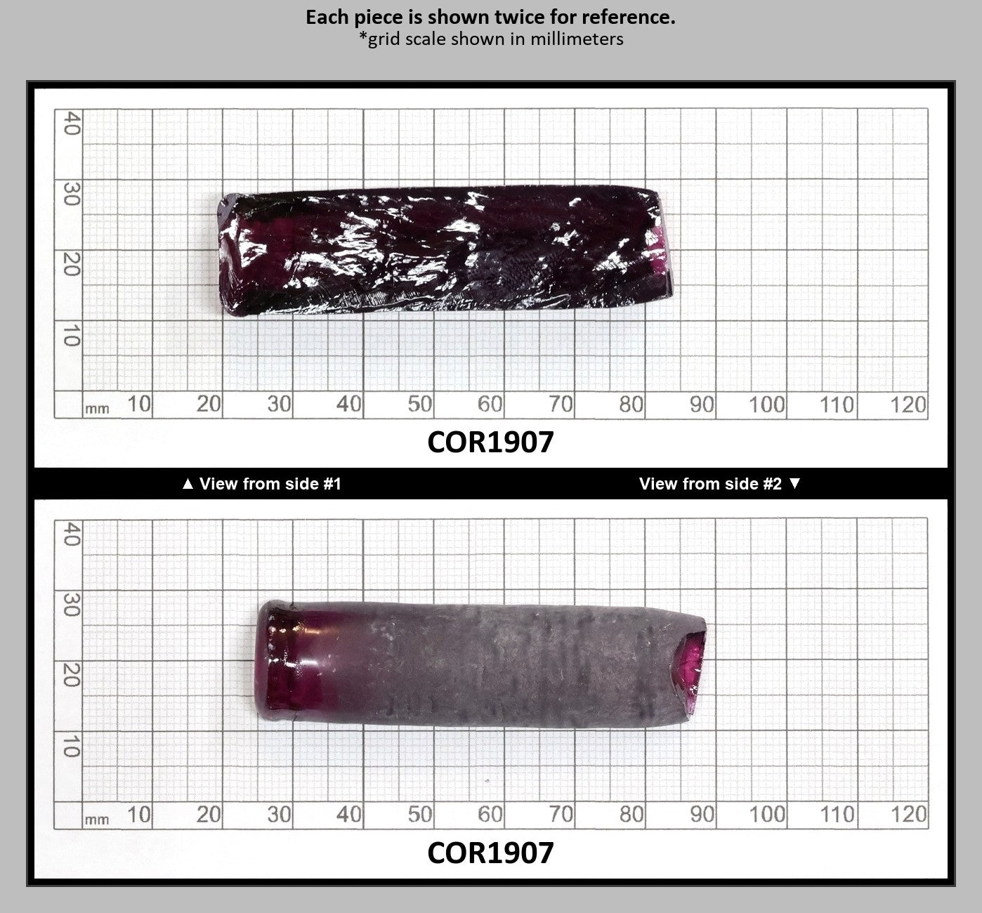 Dark Purple #66 Lab Created Corundum Sapphire Faceting Rough for Gem Cutting - Various Sizes - Split Boule : COR1907