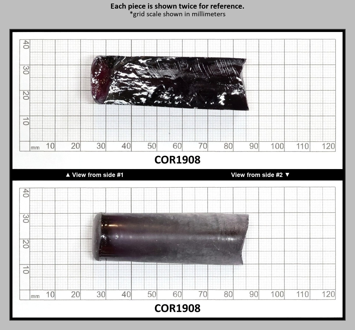 Dark Purple #66 Lab Created Corundum Sapphire Faceting Rough for Gem Cutting - Various Sizes - Split Boule : COR1908