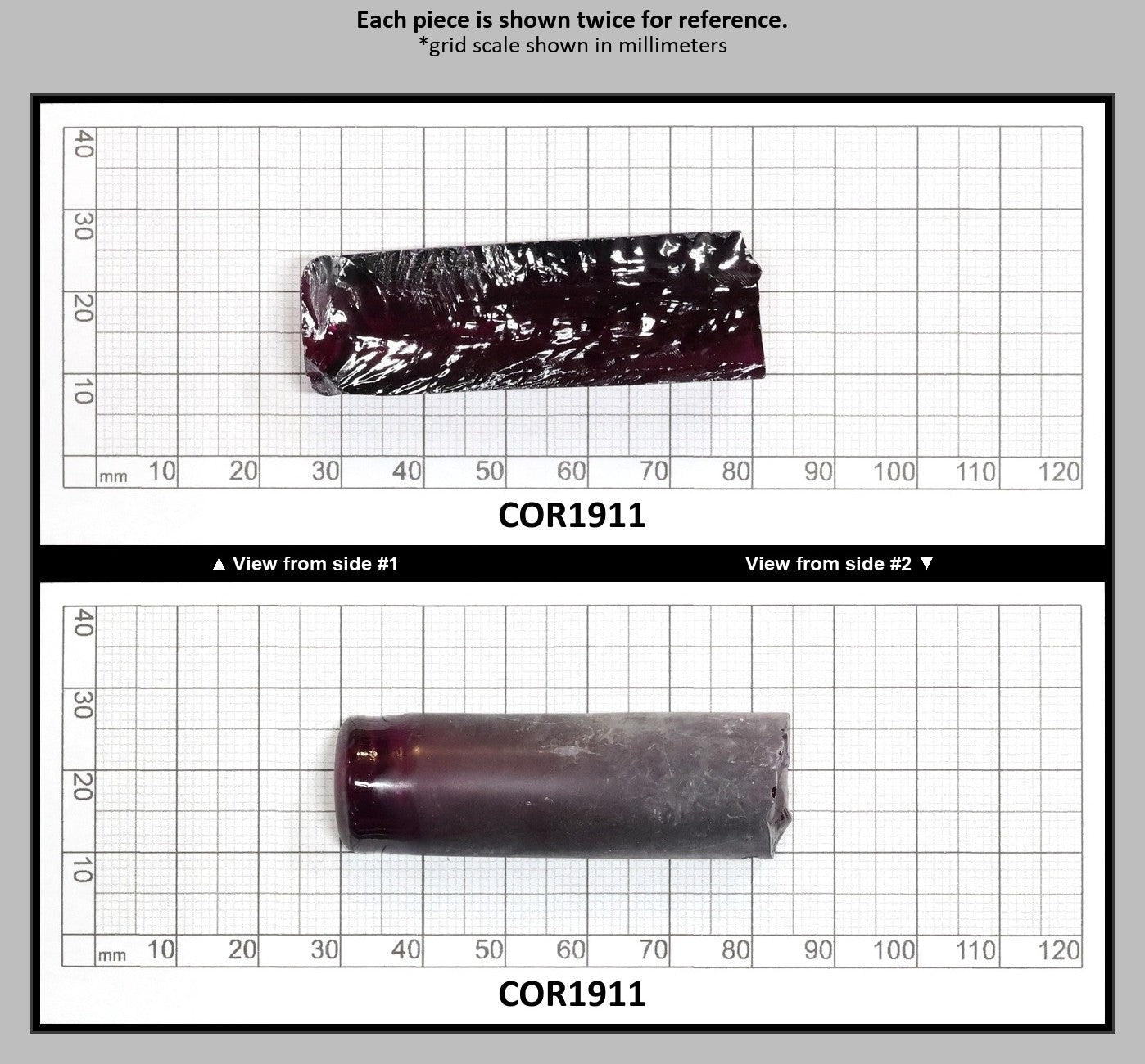 Dark Purple #66 Lab Created Corundum Sapphire Faceting Rough for Gem Cutting - Various Sizes - Split Boule : COR1911