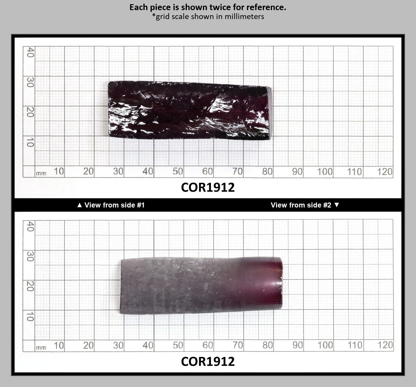 Dark Purple #66 Lab Created Corundum Sapphire Faceting Rough for Gem Cutting - Various Sizes - Split Boule : COR1912