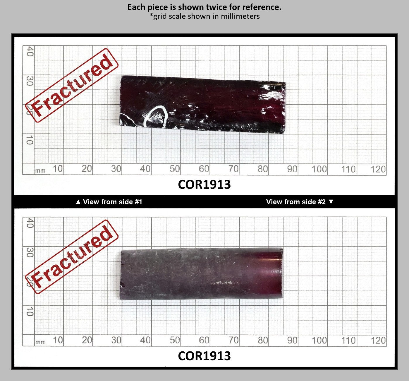 Dark Purple #66 Lab Created Corundum Sapphire Faceting Rough for Gem Cutting - Various Sizes - Split Boule : COR1913