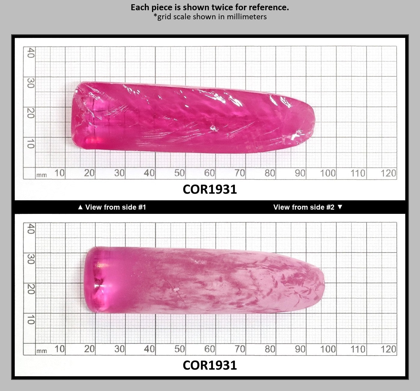 Djeva Bright Pink #1-BIS Lab Created Corundum Sapphire Faceting Rough for Gem Cutting - DISCONTINUED - Various Sizes - Split Boule : COR1931