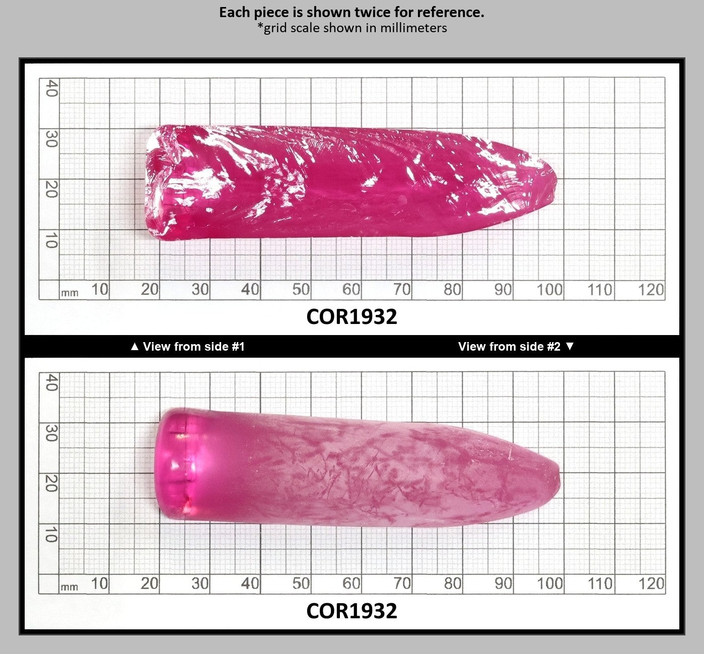 Djeva Bright Pink #1-BIS Lab Created Corundum Sapphire Faceting Rough for Gem Cutting - DISCONTINUED - Various Sizes - Split Boule : COR1932