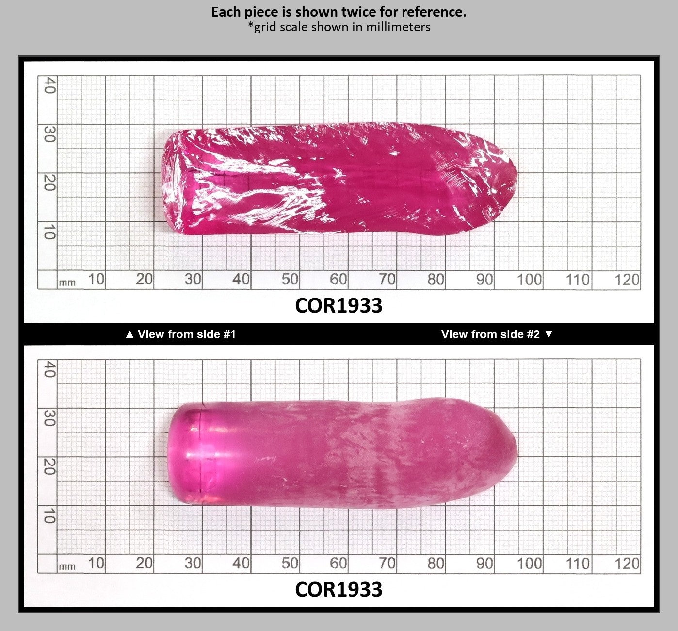 Djeva Bright Pink #1-BIS Lab Created Corundum Sapphire Faceting Rough for Gem Cutting - DISCONTINUED - Various Sizes - Split Boule : COR1933
