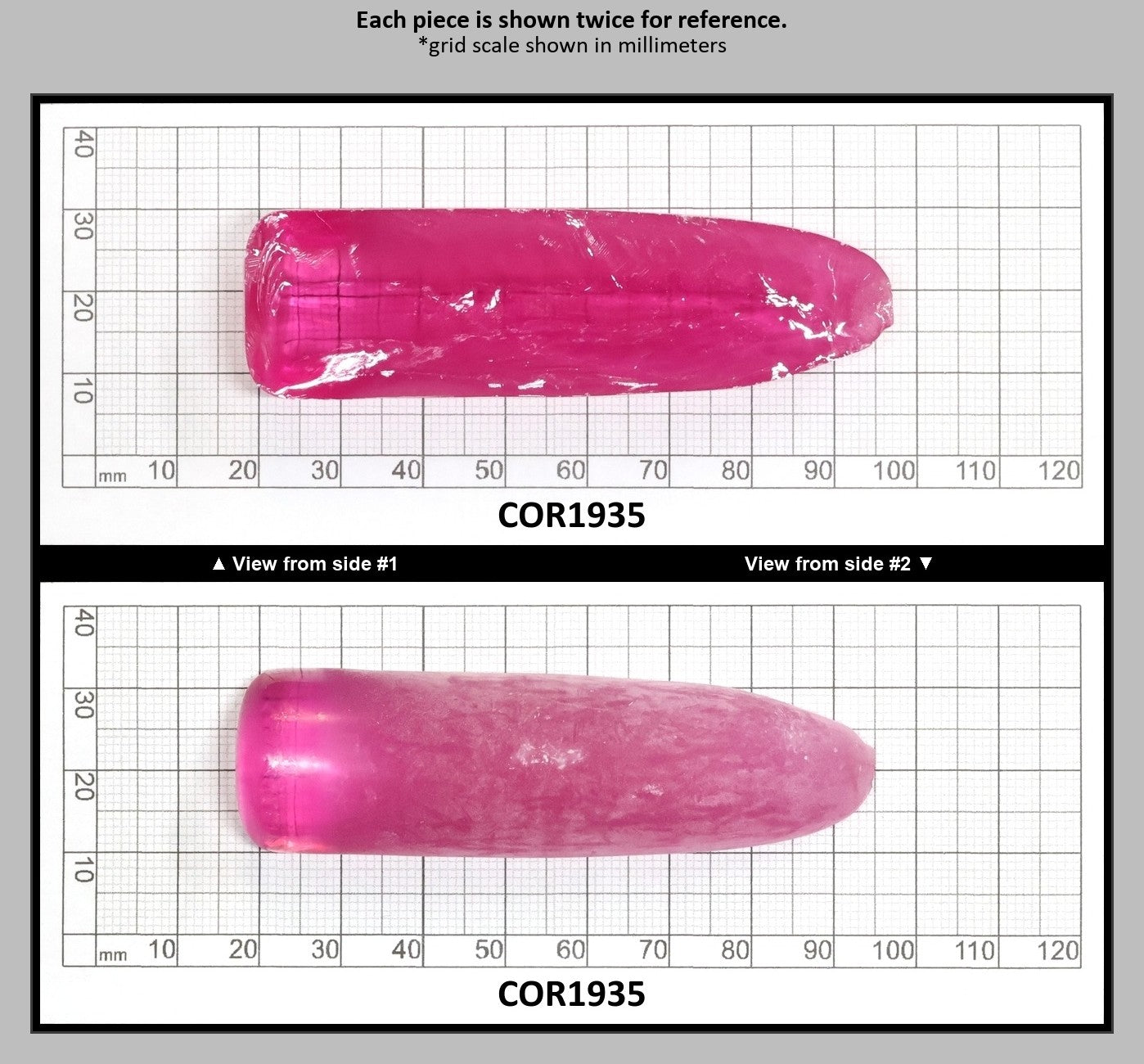 Djeva Bright Pink #1-BIS Lab Created Corundum Sapphire Faceting Rough for Gem Cutting - DISCONTINUED - Various Sizes - Split Boule : COR1935