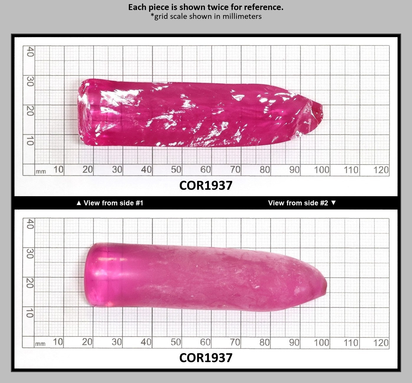 Djeva Bright Pink #1-BIS Lab Created Corundum Sapphire Faceting Rough for Gem Cutting - DISCONTINUED - Various Sizes - Split Boule : COR1937