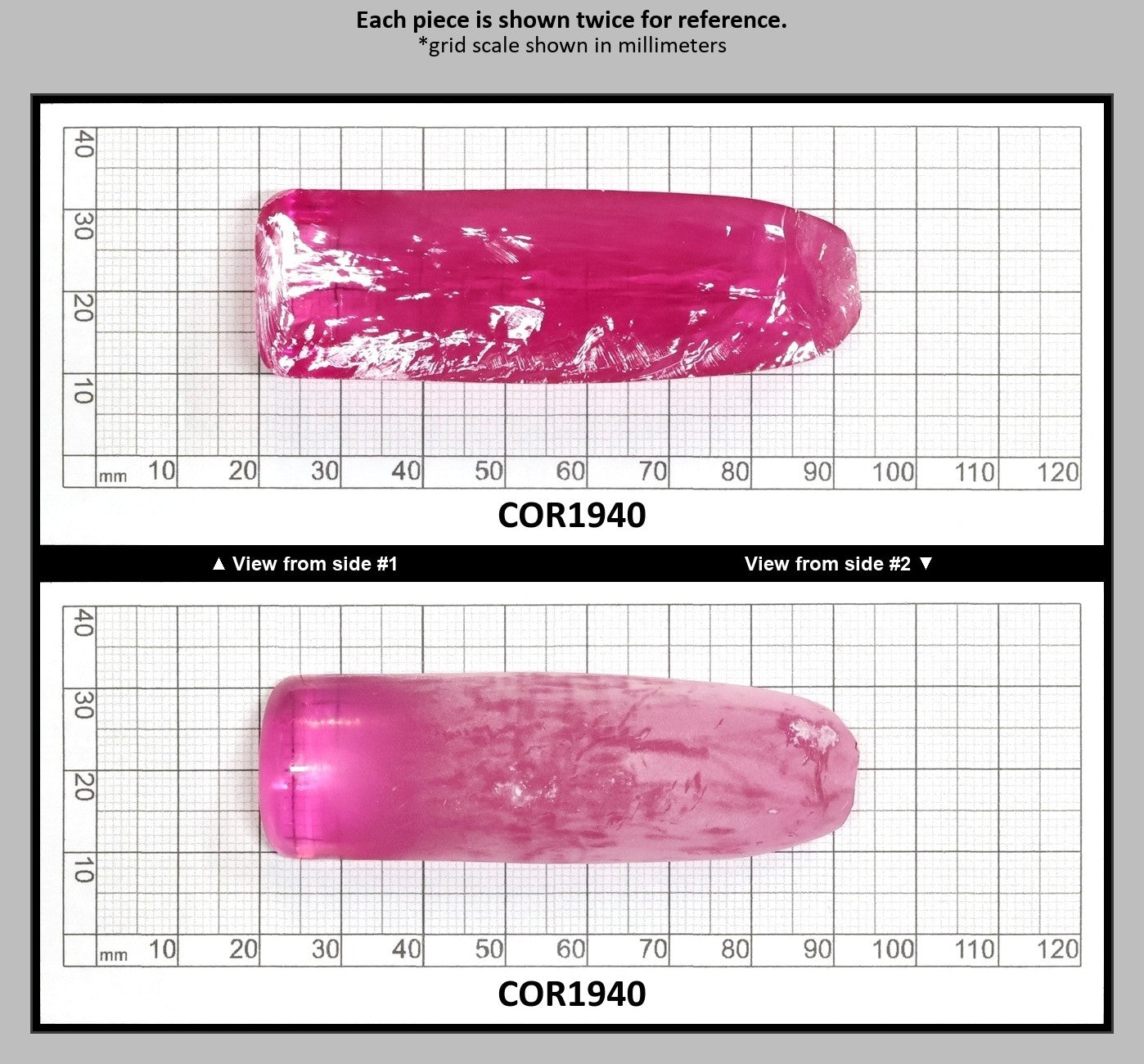 Djeva Bright Pink #1-BIS Lab Created Corundum Sapphire Faceting Rough for Gem Cutting - DISCONTINUED - Various Sizes - Split Boule : COR1940
