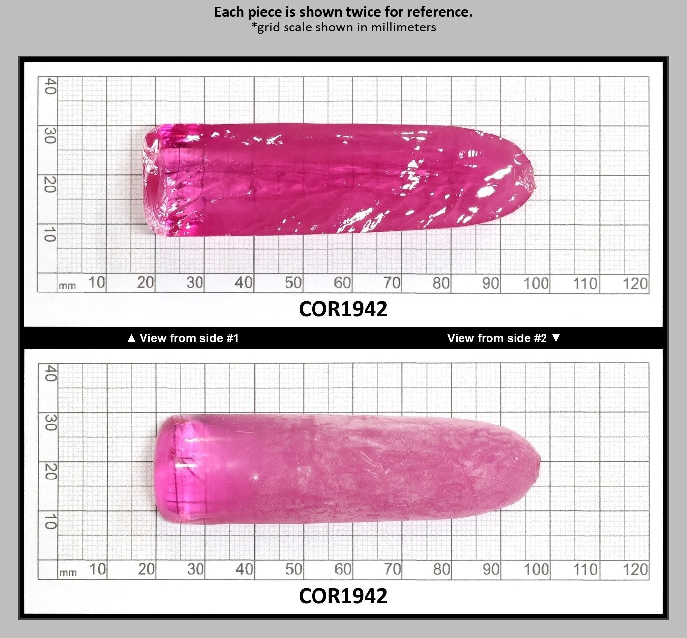 Djeva Bright Pink #1-BIS Lab Created Corundum Sapphire Faceting Rough for Gem Cutting - DISCONTINUED - Various Sizes - Split Boule : COR1942