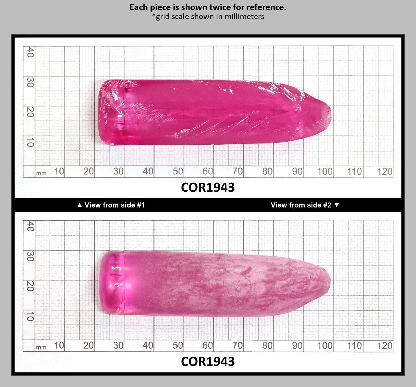 Djeva Bright Pink #1-BIS Lab Created Corundum Sapphire Faceting Rough for Gem Cutting - DISCONTINUED - Various Sizes - Split Boule : COR1943