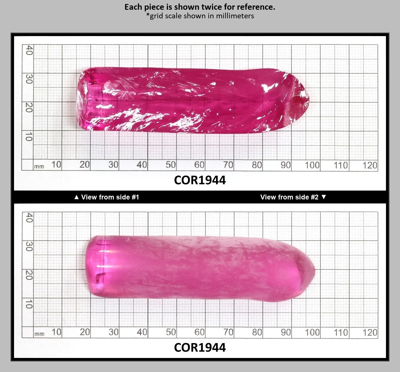 Djeva Bright Pink #1-BIS Lab Created Corundum Sapphire Faceting Rough for Gem Cutting - DISCONTINUED - Various Sizes - Split Boule : COR1944