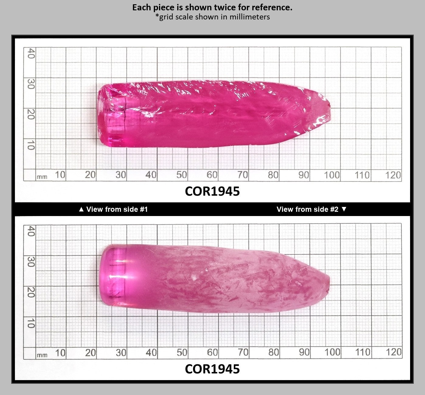 Djeva Bright Pink #1-BIS Lab Created Corundum Sapphire Faceting Rough for Gem Cutting - DISCONTINUED - Various Sizes - Split Boule : COR1945