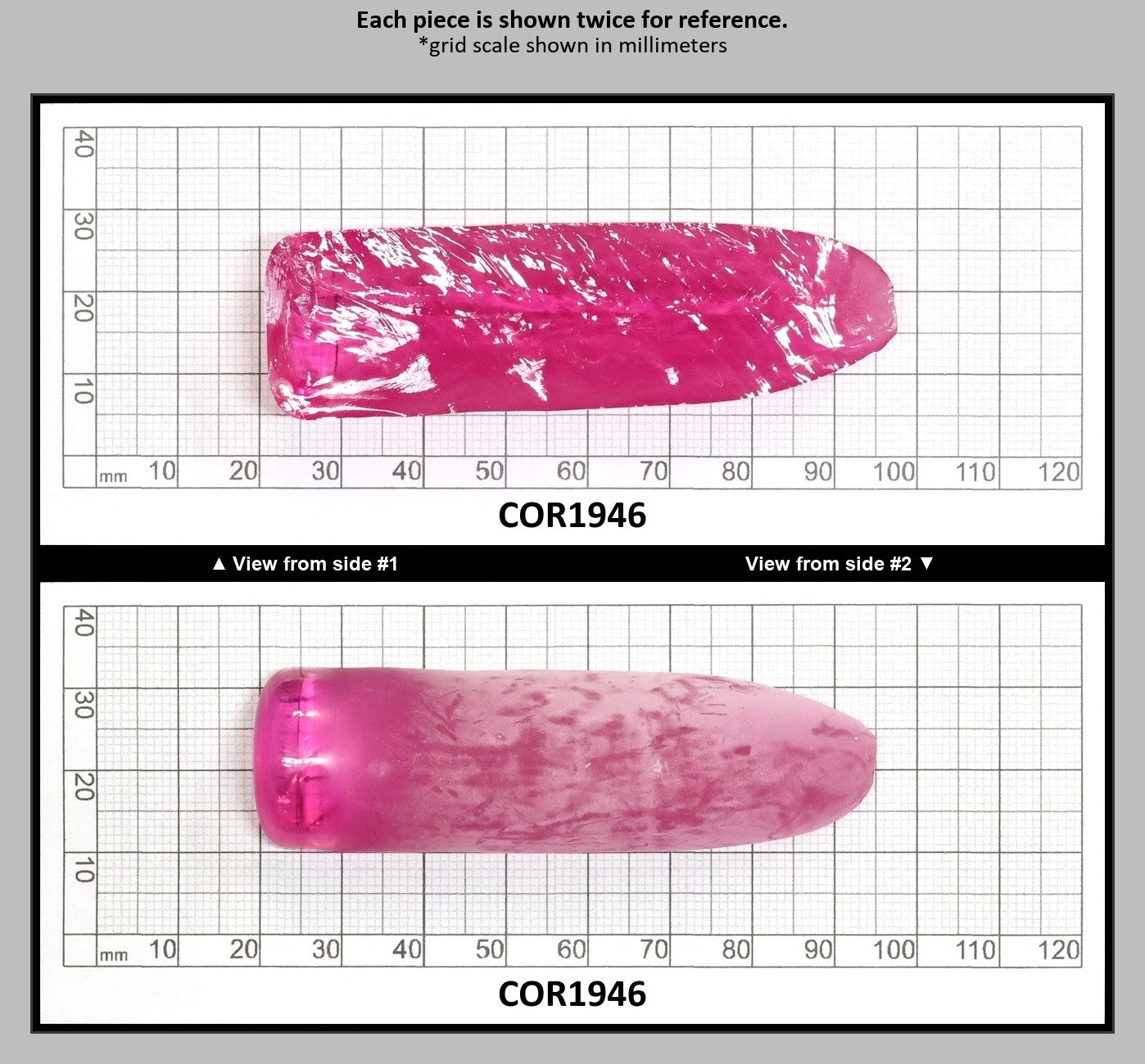 Djeva Bright Pink #1-BIS Lab Created Corundum Sapphire Faceting Rough for Gem Cutting - DISCONTINUED - Various Sizes - Split Boule : COR1946