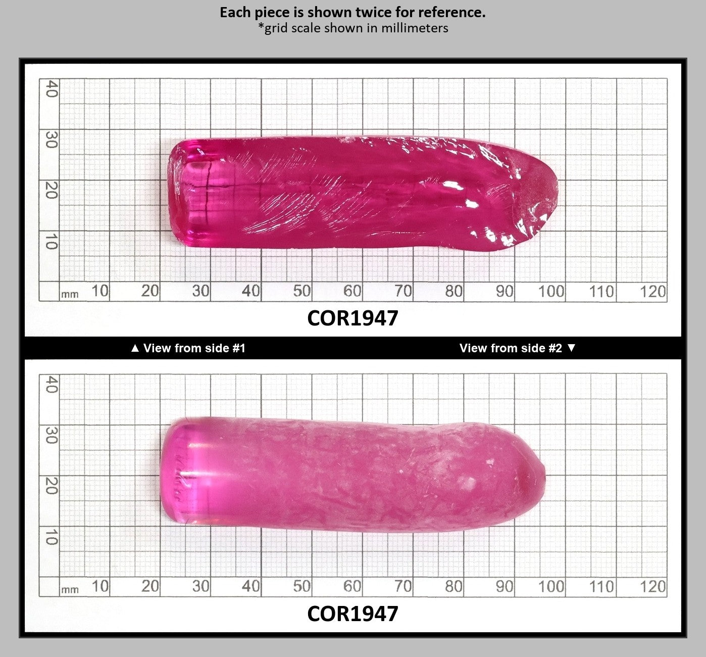 Djeva Bright Pink #1-BIS Lab Created Corundum Sapphire Faceting Rough for Gem Cutting - DISCONTINUED - Various Sizes - Split Boule : COR1947