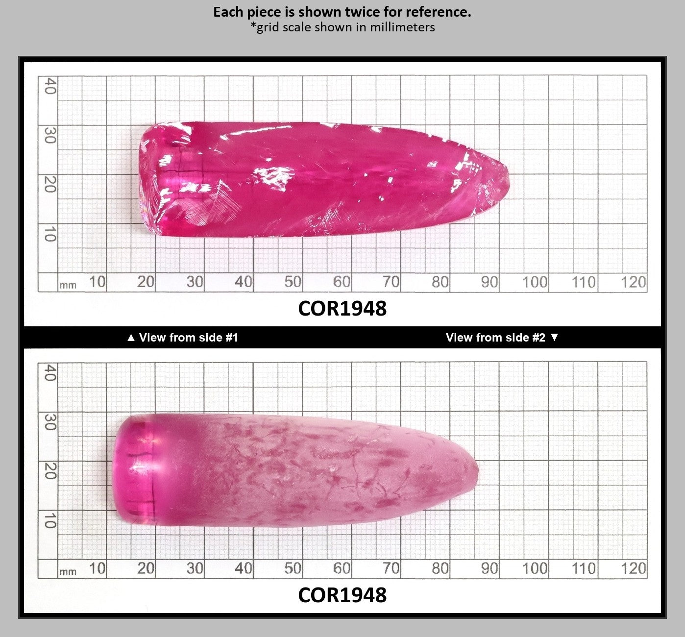 Djeva Bright Pink #1-BIS Lab Created Corundum Sapphire Faceting Rough for Gem Cutting - DISCONTINUED - Various Sizes - Split Boule : COR1948
