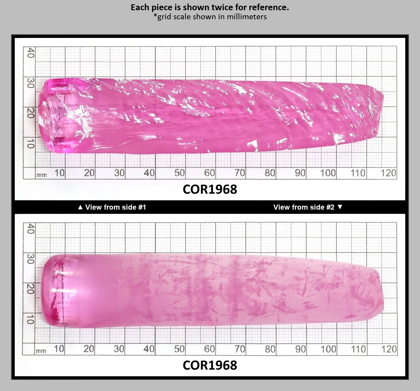 Extra Light Pink #1.25 Lab Created Corundum Sapphire Faceting Rough for Gem Cutting - Various Sizes - Split Boule : COR1968