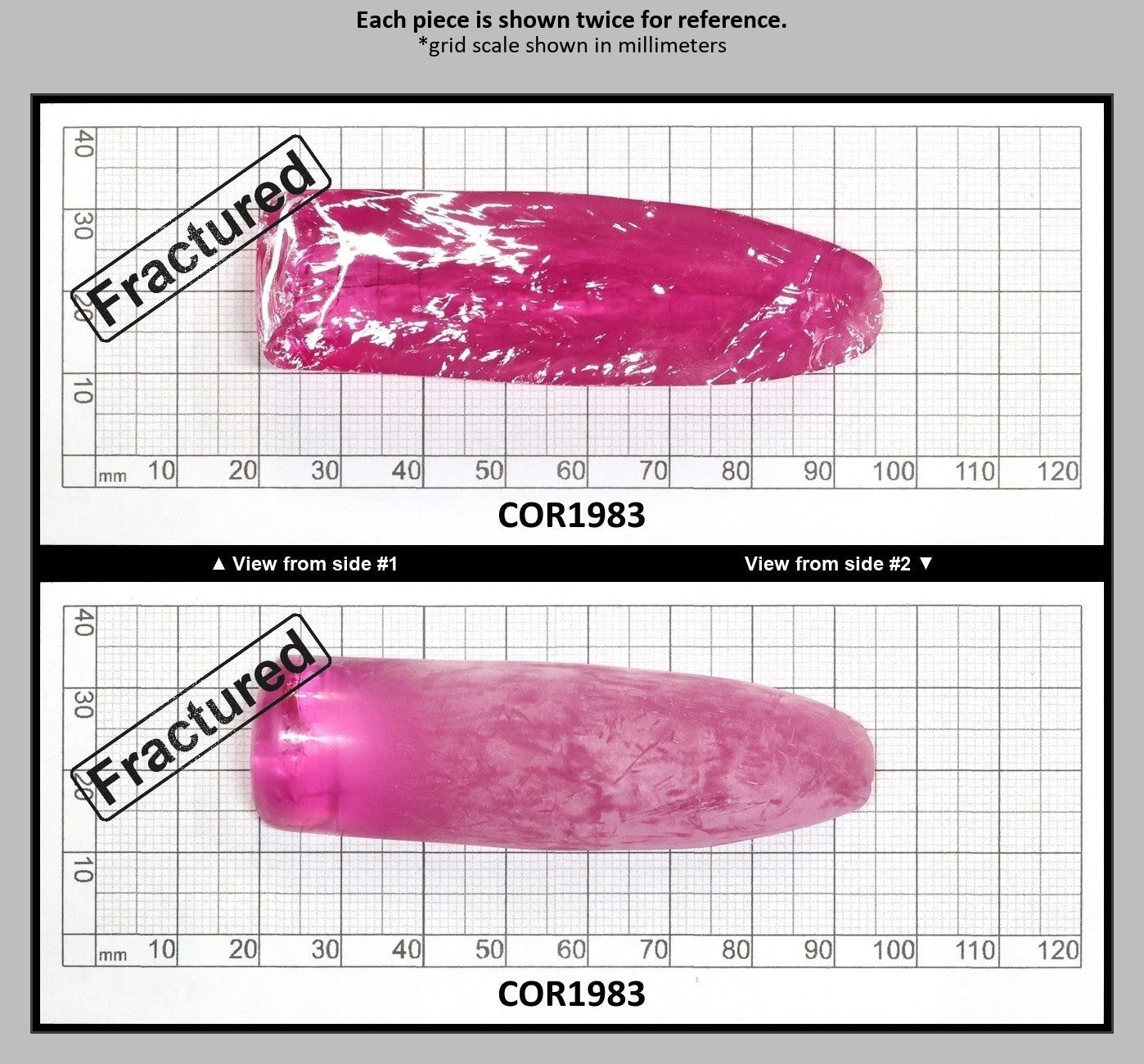 Djeva Bright Pink #1-BIS Lab Created Corundum Sapphire Faceting Rough for Gem Cutting - DISCONTINUED - Various Sizes - Split Boule : COR1983