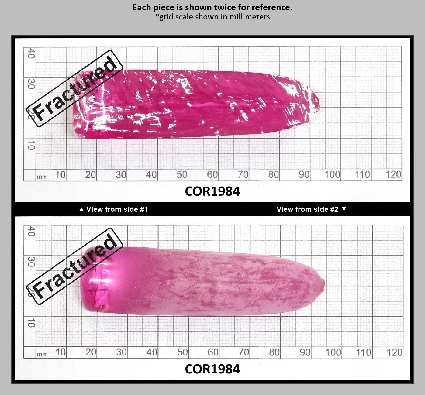 Djeva Bright Pink #1-BIS Lab Created Corundum Sapphire Faceting Rough for Gem Cutting - DISCONTINUED - Various Sizes - Split Boule : COR1984