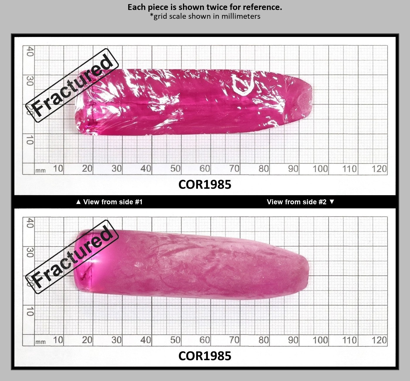 Djeva Bright Pink #1-BIS Lab Created Corundum Sapphire Faceting Rough for Gem Cutting - DISCONTINUED - Various Sizes - Split Boule : COR1985