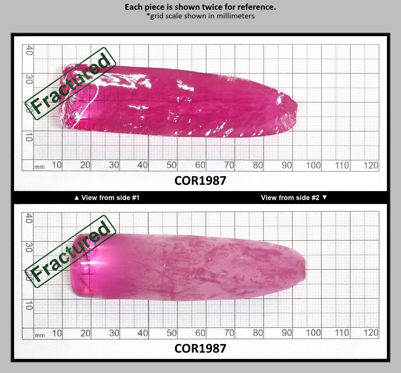 Djeva Bright Pink #1-BIS Lab Created Corundum Sapphire Faceting Rough for Gem Cutting - DISCONTINUED - Various Sizes - Split Boule : COR1987