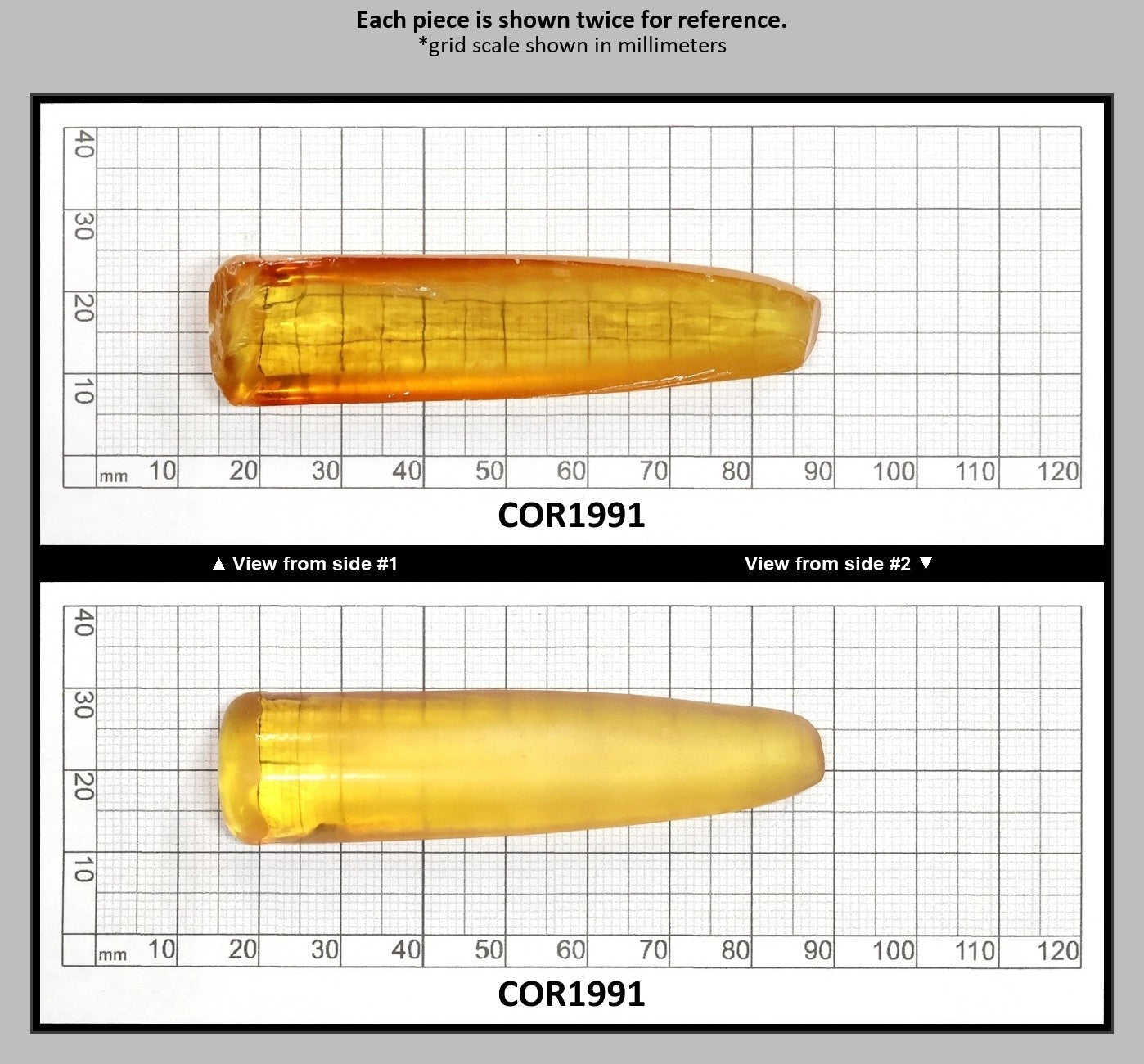 Yellow #21 Lab Created Corundum Sapphire Faceting Rough for Gem Cutting - Various Sizes - Split Boule : COR1991