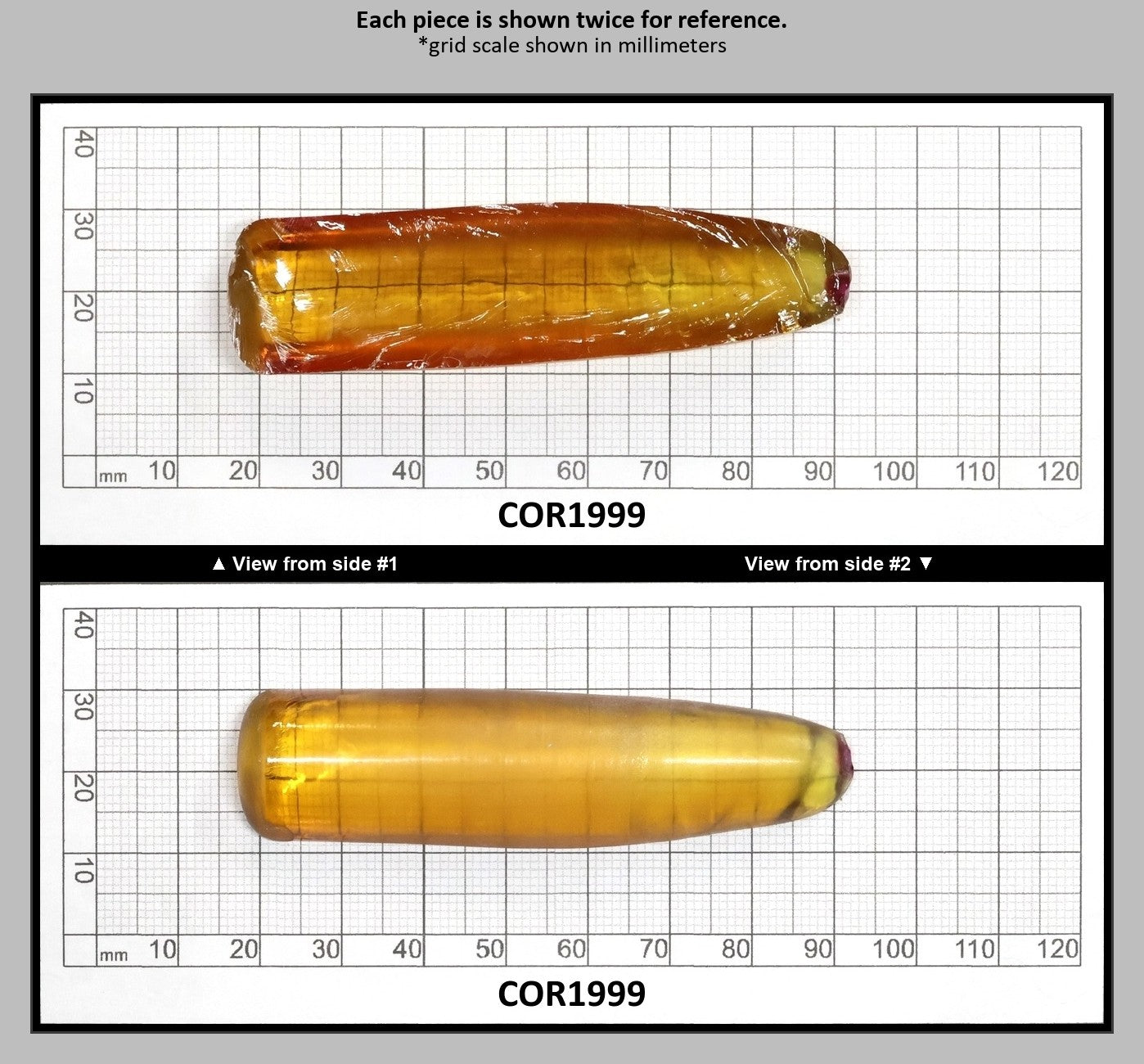 Yellow #21 Lab Created Corundum Sapphire Faceting Rough for Gem Cutting - Various Sizes - Split Boule : COR1999