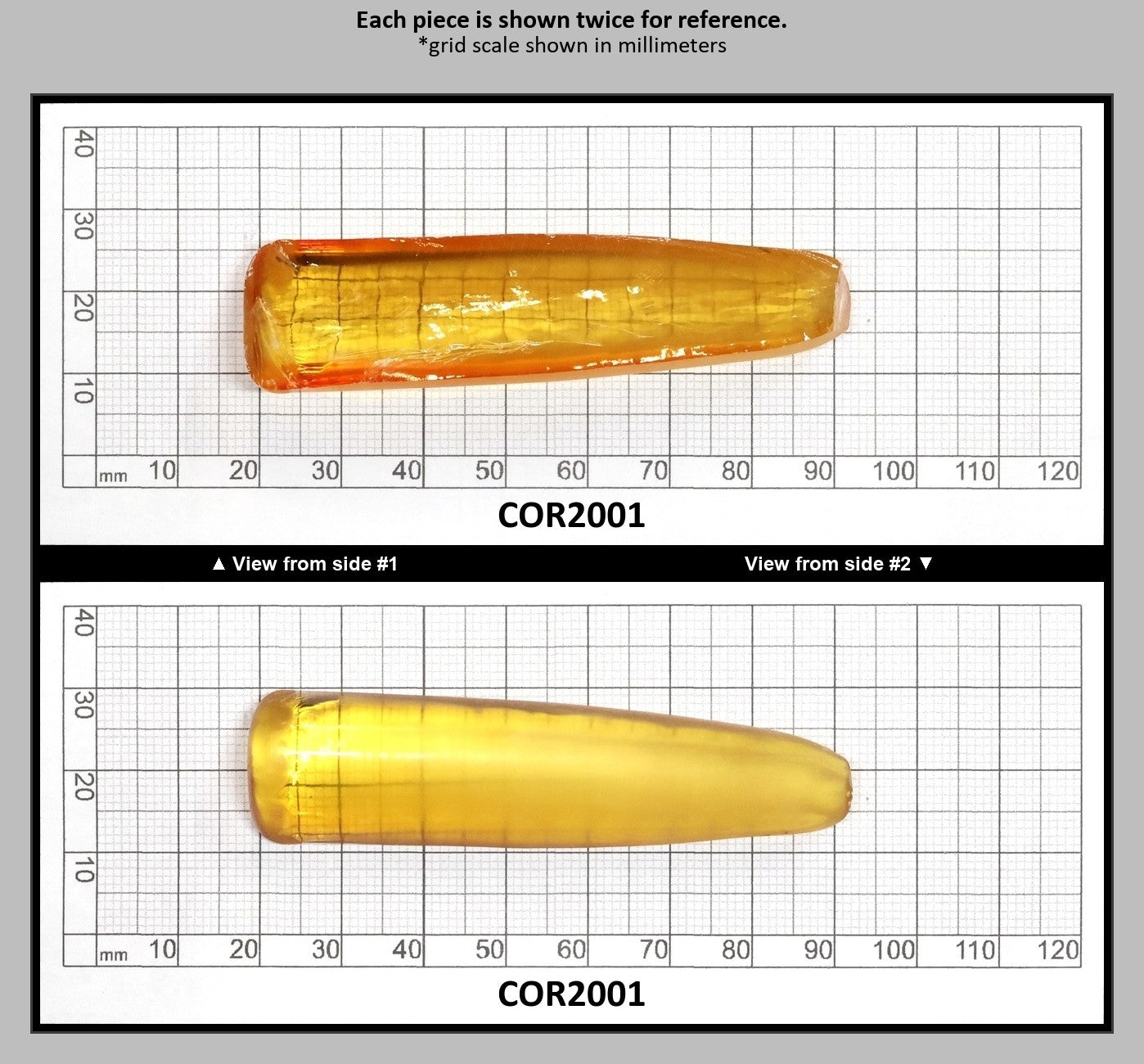 Yellow #21 Lab Created Corundum Sapphire Faceting Rough for Gem Cutting - Various Sizes - Split Boule : COR2001
