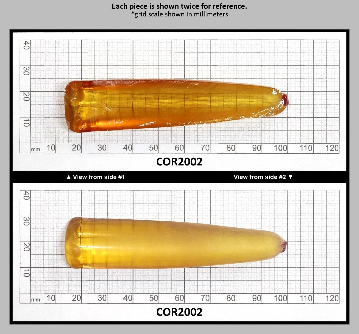 Yellow #21 Lab Created Corundum Sapphire Faceting Rough for Gem Cutting - Various Sizes - Split Boule : COR2002