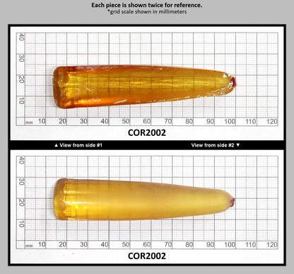 Yellow #21 Lab Created Corundum Sapphire Faceting Rough for Gem Cutting - Various Sizes - Split Boule : COR2002