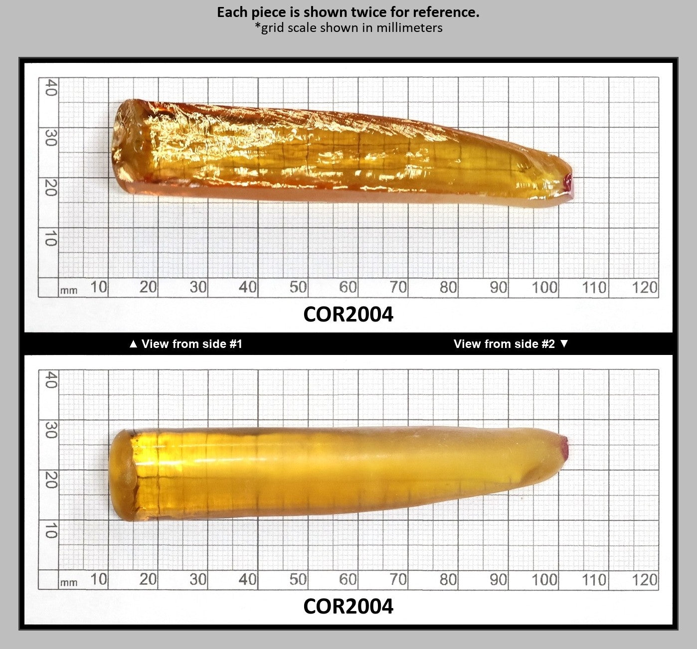 Yellow #21 Lab Created Corundum Sapphire Faceting Rough for Gem Cutting - Various Sizes - Split Boule : COR2004