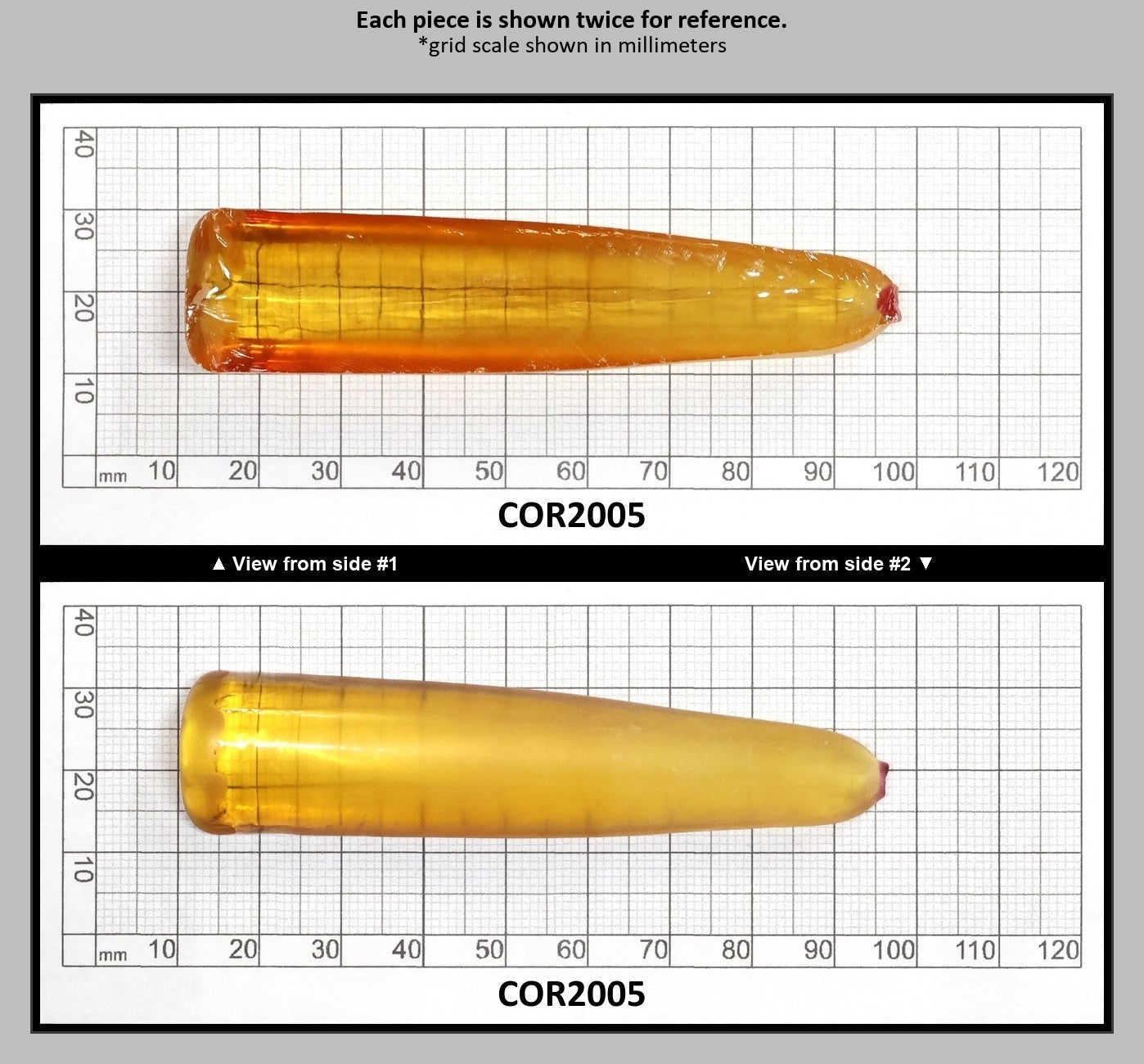 Yellow #21 Lab Created Corundum Sapphire Faceting Rough for Gem Cutting - Various Sizes - Split Boule : COR2005