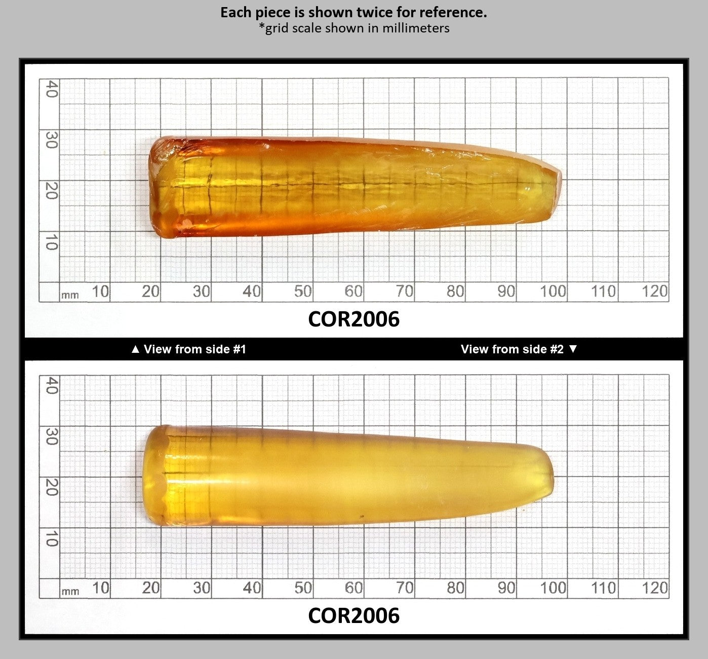 Yellow #21 Lab Created Corundum Sapphire Faceting Rough for Gem Cutting - Various Sizes - Split Boule : COR2006