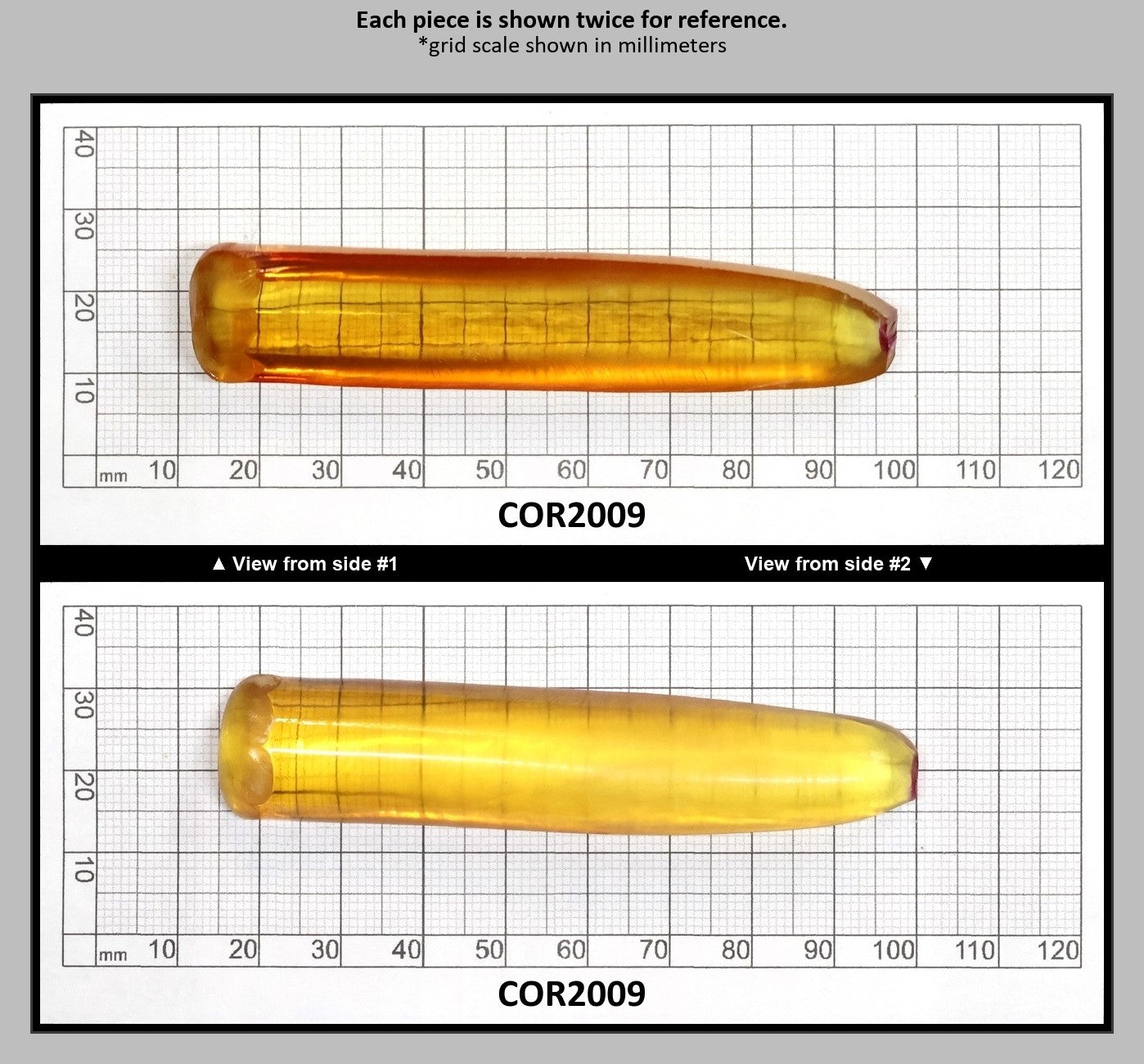 Yellow #21 Lab Created Corundum Sapphire Faceting Rough for Gem Cutting - Various Sizes - Split Boule : COR2009