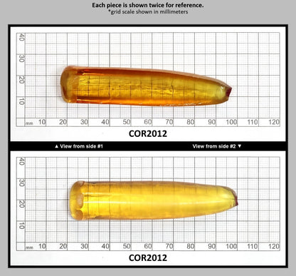 Yellow #21 Lab Created Corundum Sapphire Faceting Rough for Gem Cutting - Various Sizes - Split Boule : COR2012