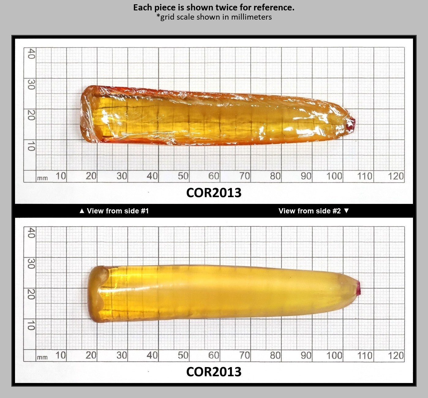 Yellow #21 Lab Created Corundum Sapphire Faceting Rough for Gem Cutting - Various Sizes - Split Boule : COR2013