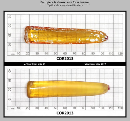 Yellow #21 Lab Created Corundum Sapphire Faceting Rough for Gem Cutting - Various Sizes - Split Boule : COR2013
