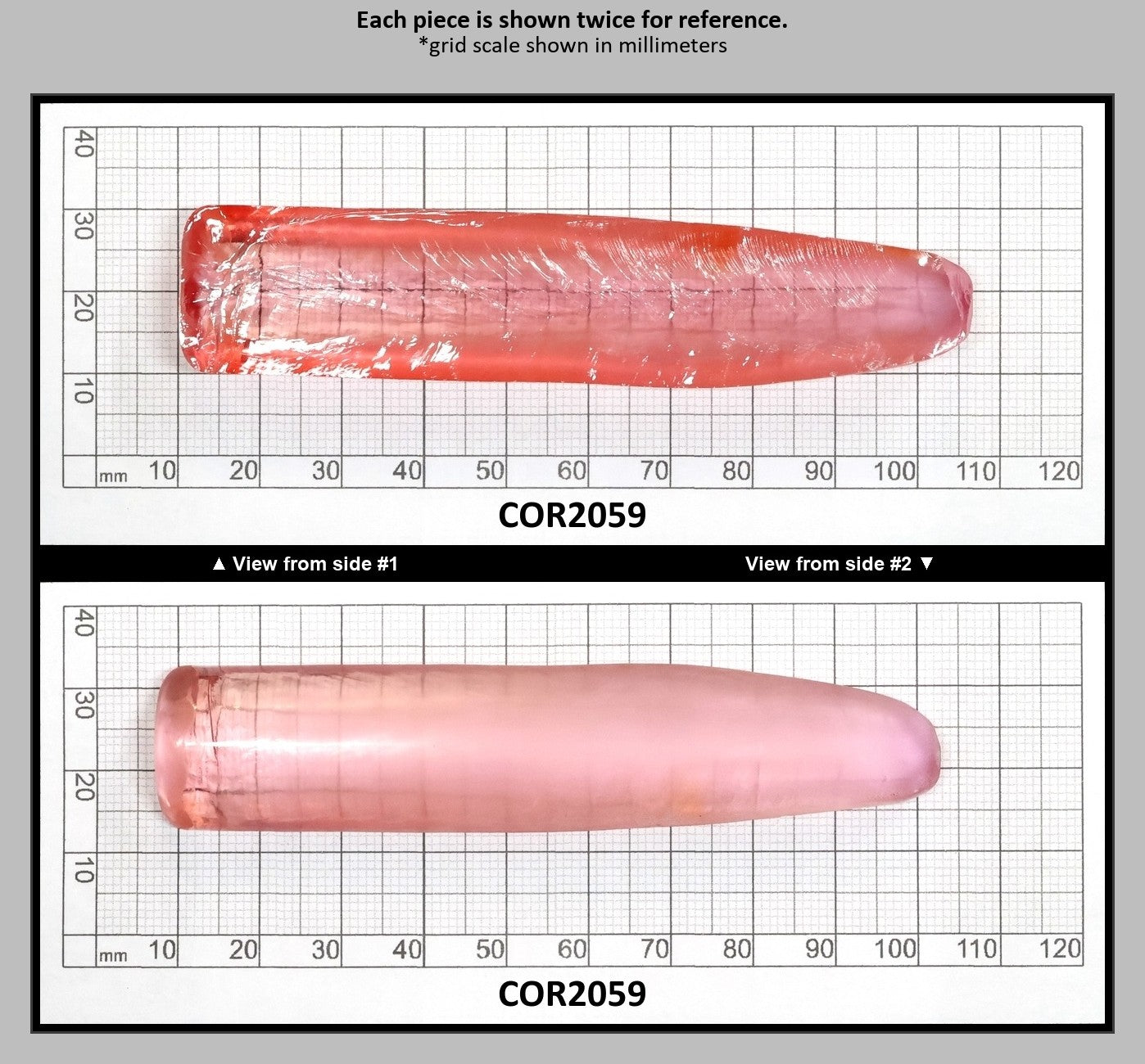 Peach Morganite #18 (Orange Variant) Lab Created Corundum Sapphire Faceting Rough for Gem Cutting - Various Sizes - Split Boule : COR2059
