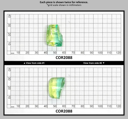 Yellow/Green Bi-Color Lab Created Corundum Sapphire Faceting Rough for Gem Cutting - Various Sizes - Split Boule : COR2088