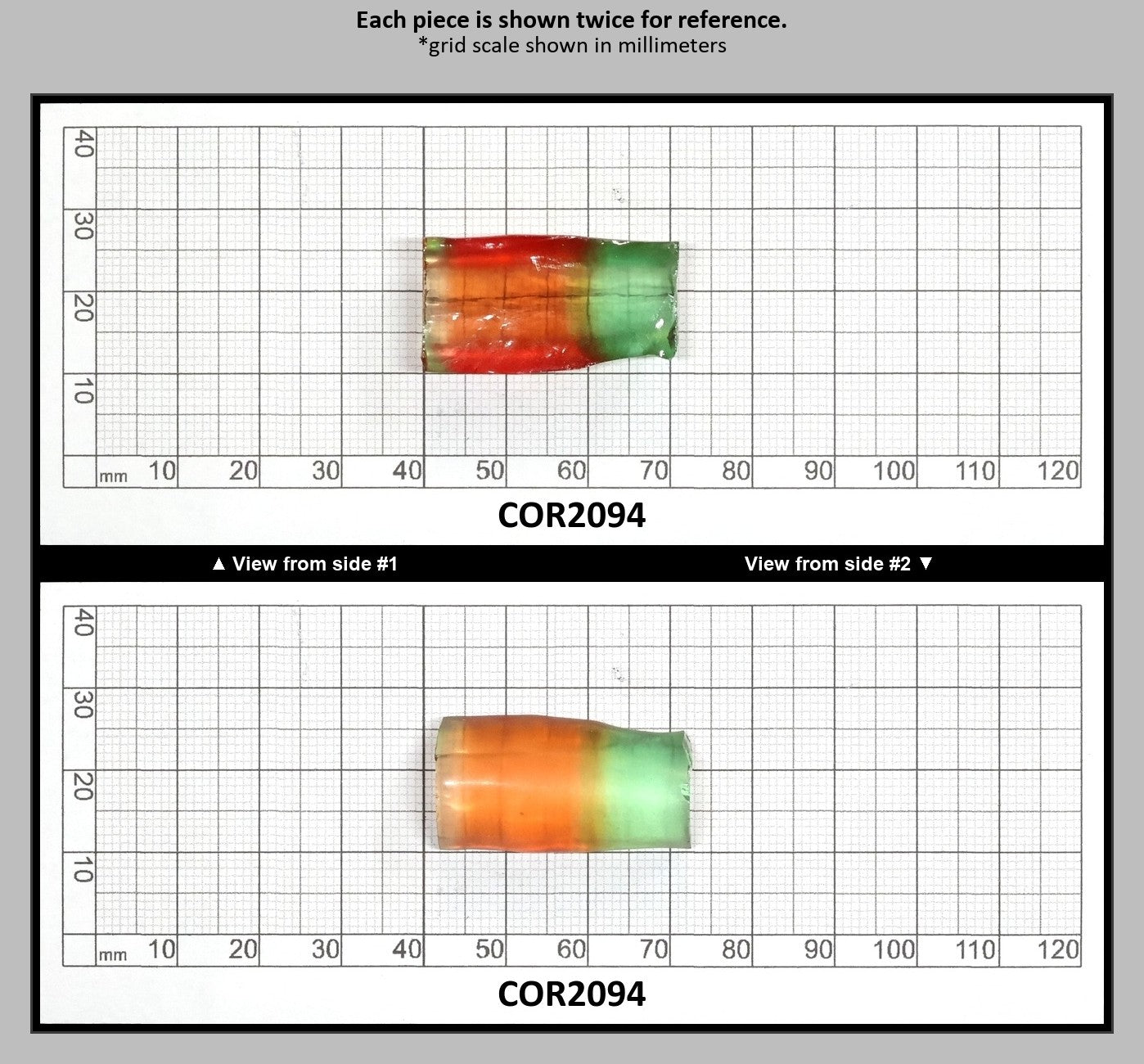 Padparadscha/Green Bi-Color Lab Created Corundum Sapphire Faceting Rough for Gem Cutting - Various Sizes - Split Boule : COR2094