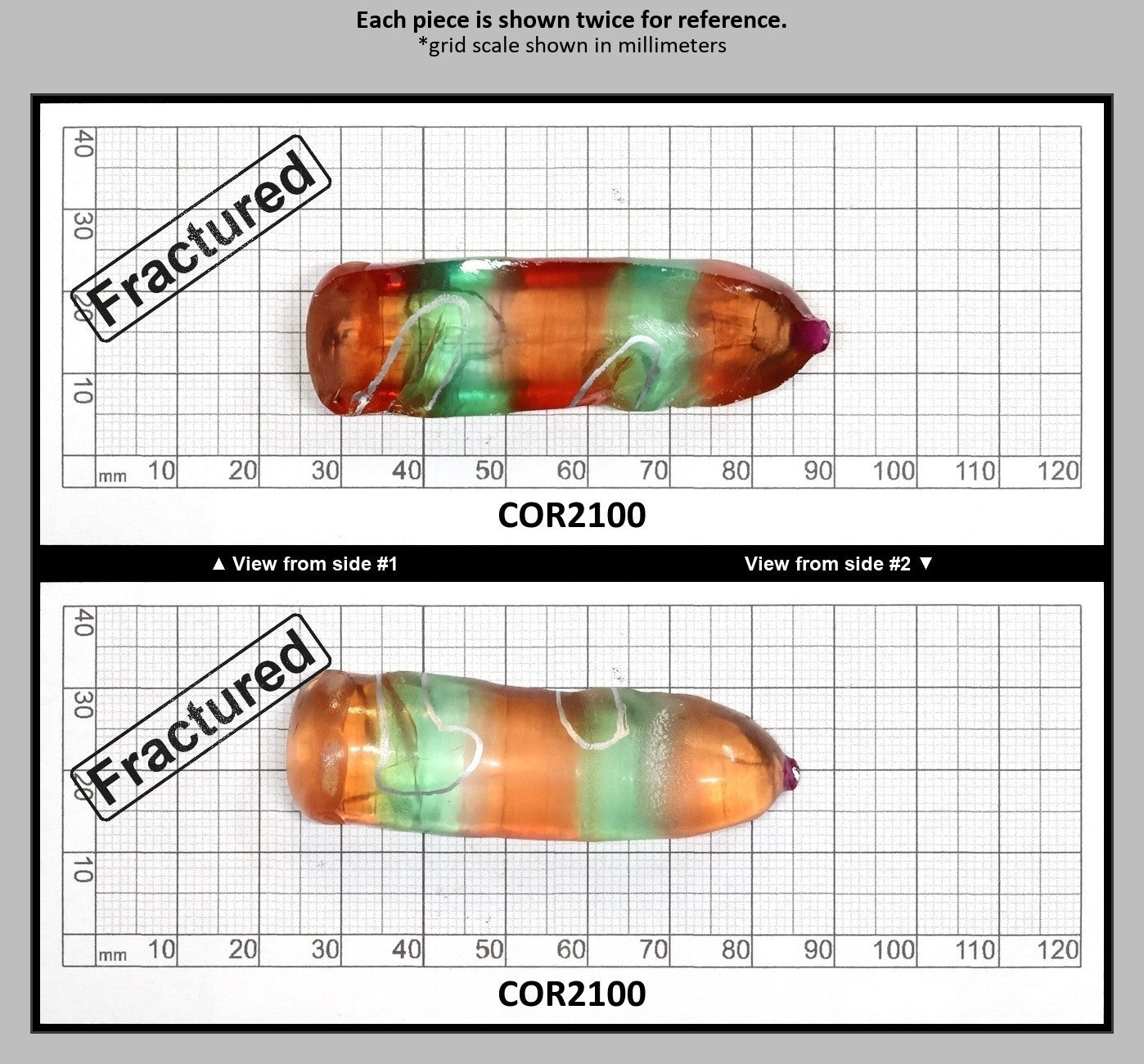 Padparadscha/Green Bi-Color Lab Created Corundum Sapphire Faceting Rough for Gem Cutting - Various Sizes - Split Boule : COR2100