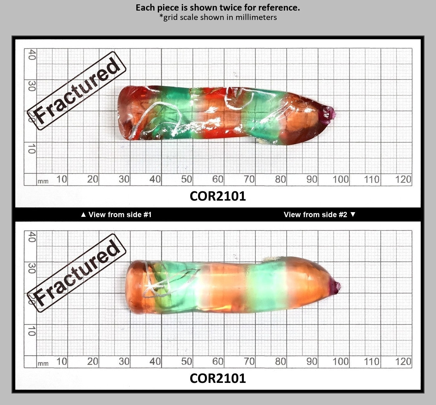 Padparadscha/Green Bi-Color Lab Created Corundum Sapphire Faceting Rough for Gem Cutting - Various Sizes - Split Boule : COR2101