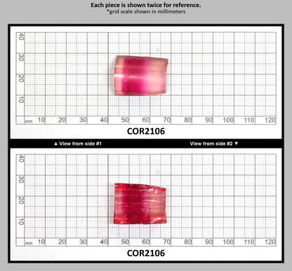 Pink/Peach Bi-Color Lab Created Corundum Sapphire Faceting Rough for Gem Cutting - Various Sizes - Split Boule : COR2106